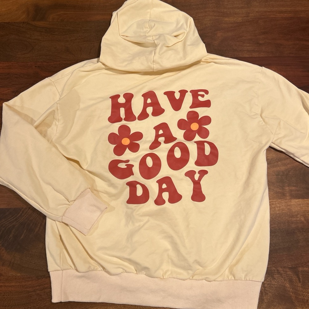 Amazon Cream Hoodie with Red Print
